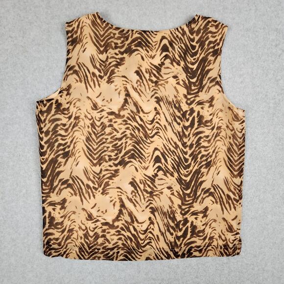 Coldwater Creek Sleeveless Silk Blouse Womens Size Medium 100% Silk Animal Print - Picture 4 of 8